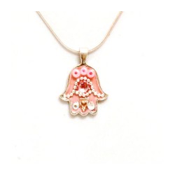 Pink Mini Hamsa Necklace by Ester Shahaf | Hamsa Necklace