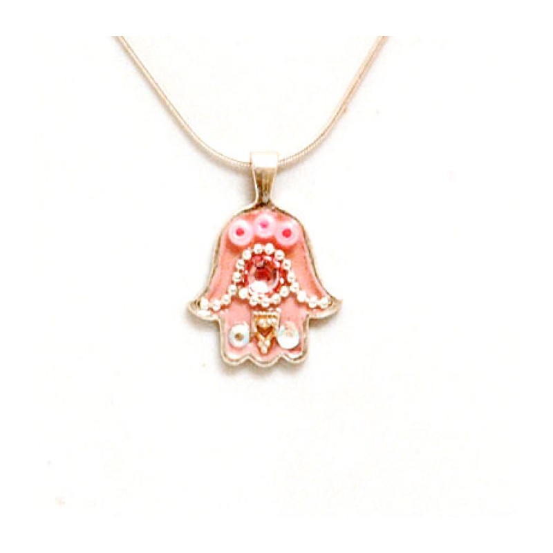 Pink Mini Hamsa Necklace by Ester Shahaf | Hamsa Necklace