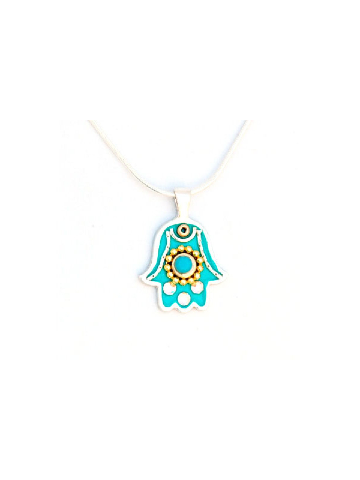 Light Blue Hamsa Pendant by Ester Shahaf | Hamsa Necklace