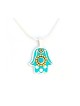 Light Blue Hamsa Pendant by Ester Shahaf | Hamsa Necklace