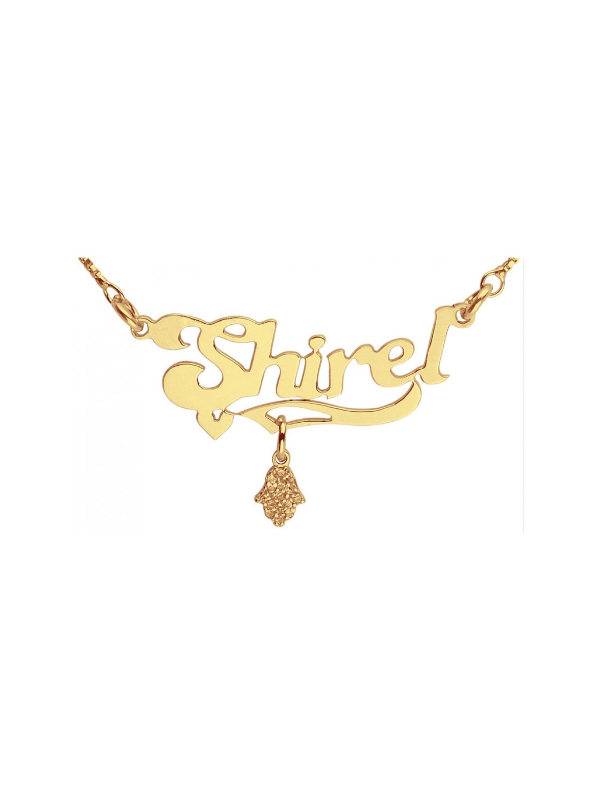 Gold Filled English Name Necklace with Hamsa... | Personalized Jewelry