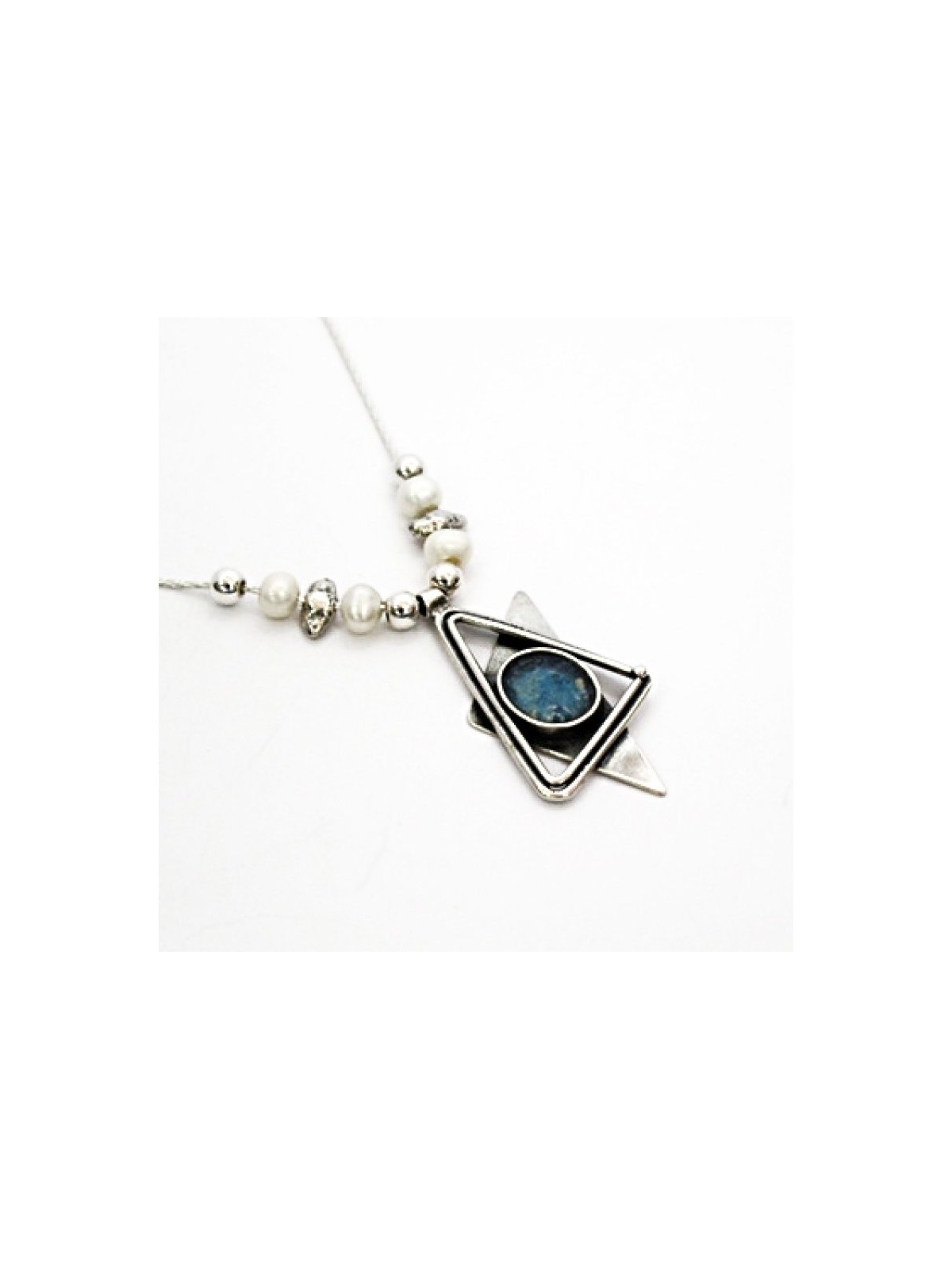 Michal Kirat Silver Star of David Roman Gla... | Roman Glass Necklaces