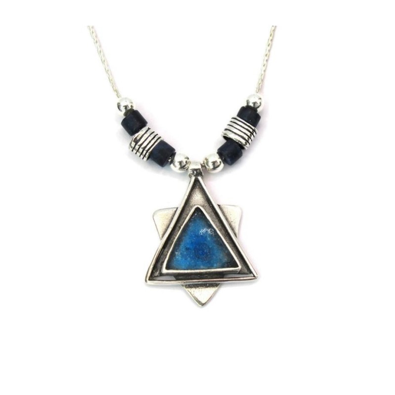 Michal Kirat Silver Necklace with Roman Glass... | Roman Glass Jewelry