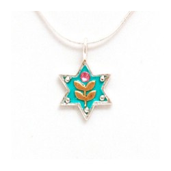 Flower Design Silver Star of David Nec... | Necklaces by Esther Shahaf