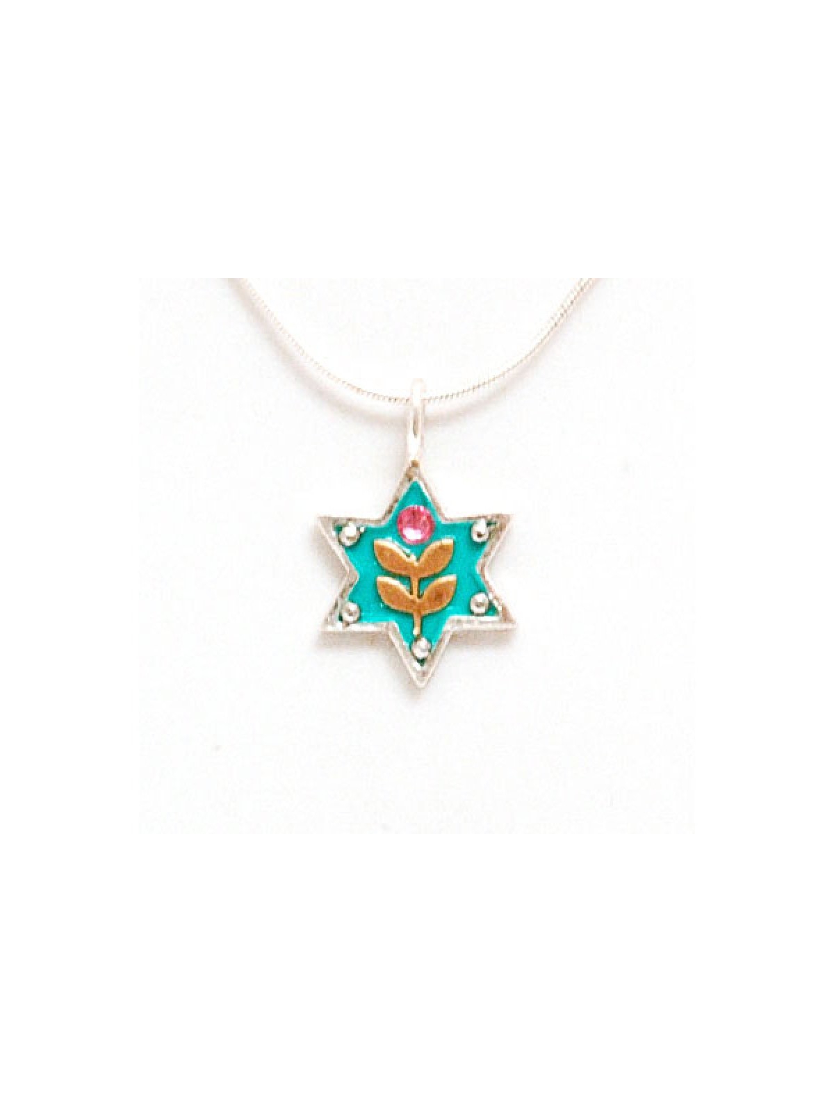 Flower Design Silver Star of David Nec... | Necklaces by Esther Shahaf