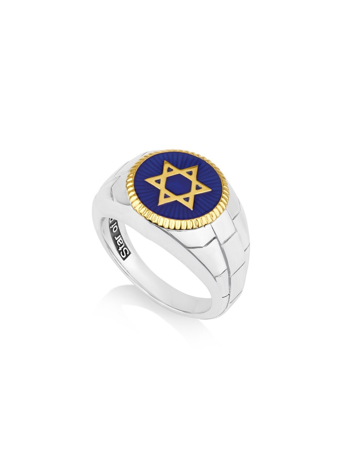 Mans Sterling Silver and Gold Plated Ring with Star ... | Jewish Rings