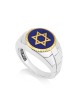 Mans Sterling Silver and Gold Plated Ring with Star ... | Jewish Rings
