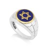 Mans Sterling Silver and Gold Plated Ring with Star ... | Jewish Rings