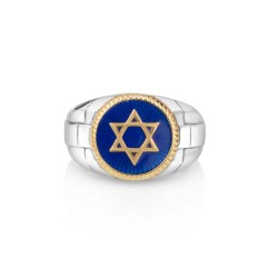 Mans Sterling Silver and Gold Plated Ring with Star ... | Jewish Rings