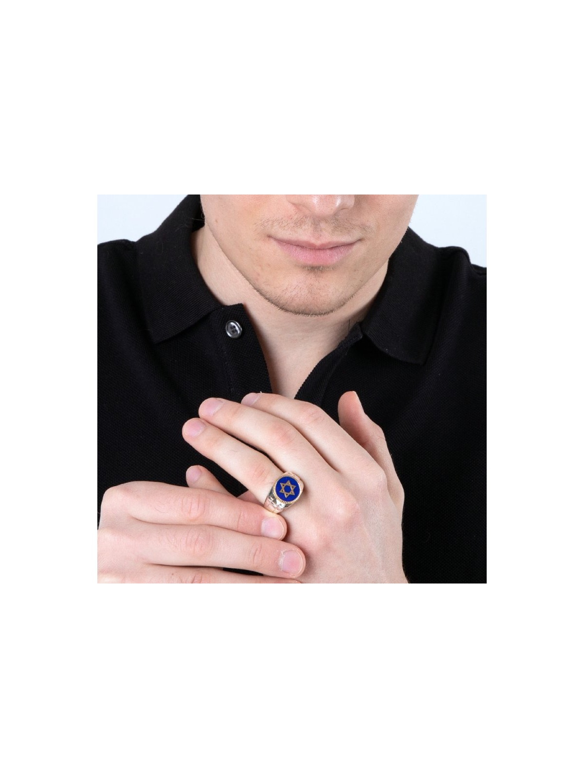 Mans Sterling Silver and Gold Plated Ring with Star ... | Jewish Rings