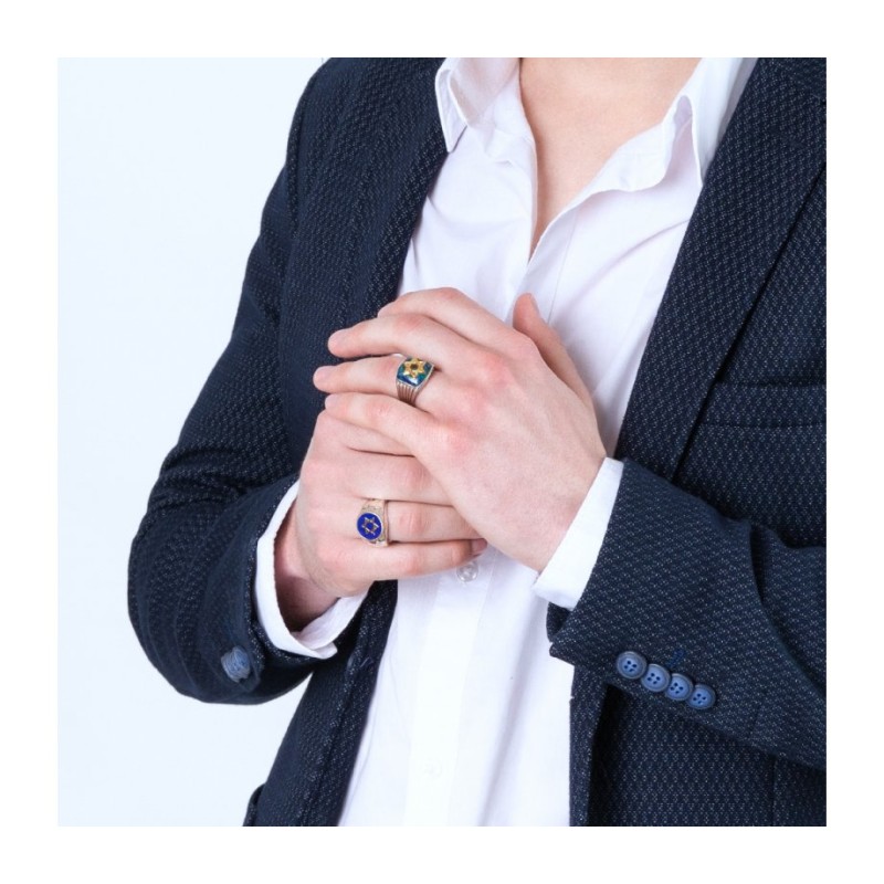 Bague homme en argent sterling et plaqué or avec étoile... | Anneaux juifs
