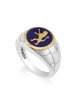 Bague homme en argent sterling et plaqué or avec lion... | Anneaux juifs