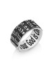 Bague en argent sterling oxydé noir avec mots de Sh... | Anneaux juifs