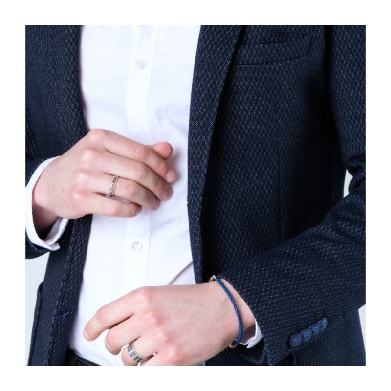 Bague en argent sterling oxydé noir avec mots de Sh... | Anneaux juifs