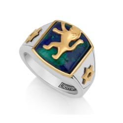 Sterling Silver Mans Ring with Eilat Stone %96 Gold ... | Jewish Rings