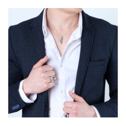 Sterling Silver Mans Ring with Eilat Stone %96 Gold ... | Jewish Rings