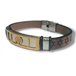 Brown Leather Bracelet Stars of David Cente... | Bracelets - up to $10