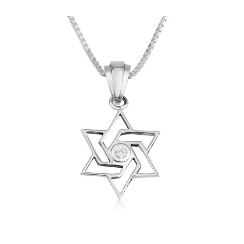Sterling Silver Pendant Necklace Angular ... | Jewish Gift from Israel