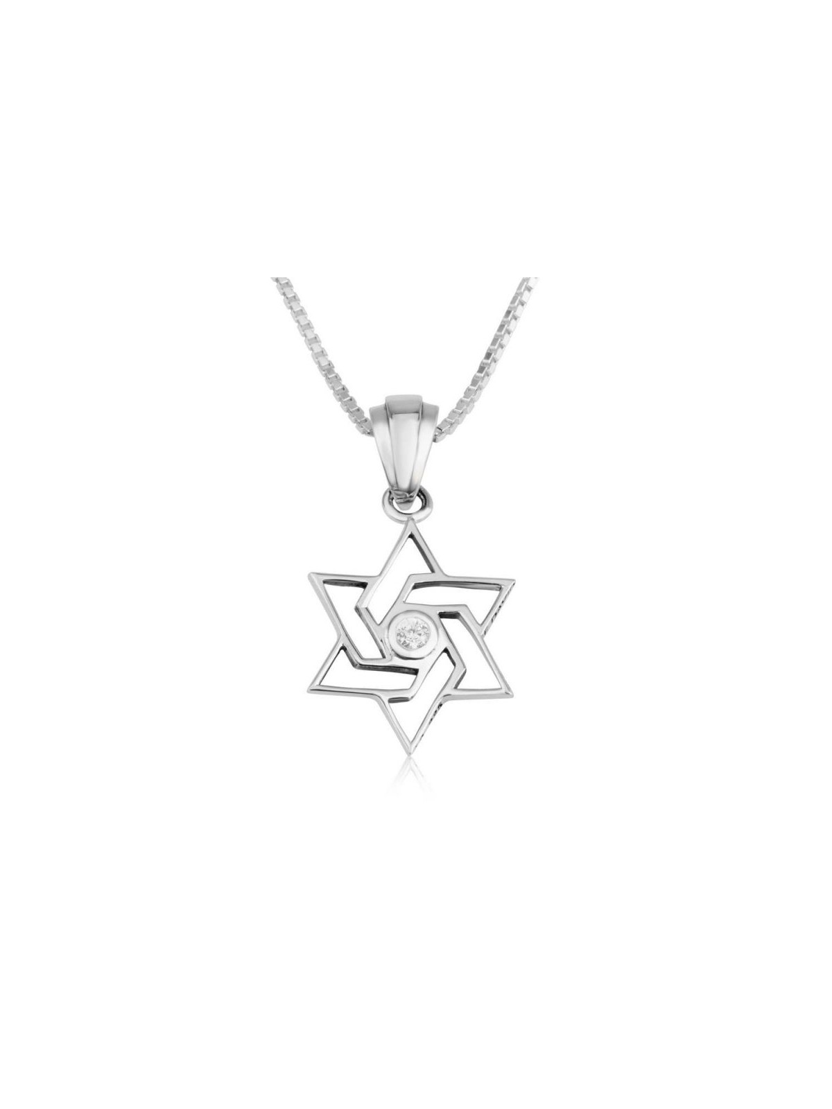 Sterling Silver Pendant Necklace Angular ... | Jewish Gift from Israel