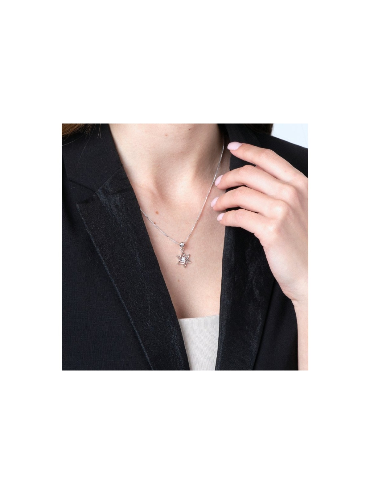 Sterling Silver Pendant Necklace Angular ... | Jewish Gift from Israel