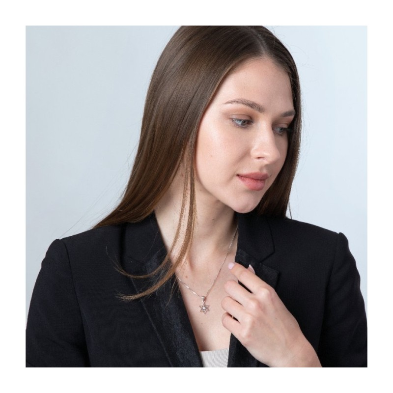 Sterling Silver Pendant Necklace Angular ... | Jewish Gift from Israel