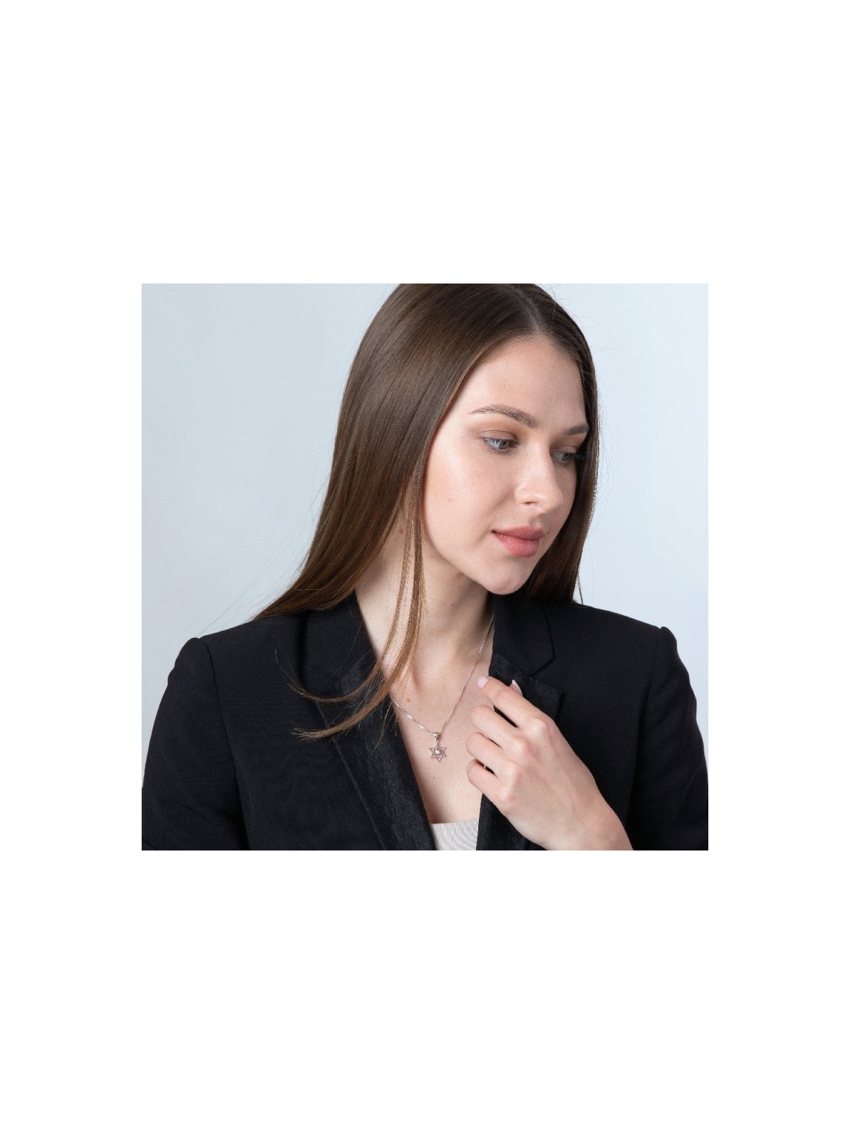 Sterling Silver Pendant Necklace Angular ... | Jewish Gift from Israel