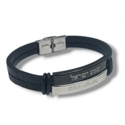Black Leather Bracelet with Center Plaque S... | Bracelets - up to $10