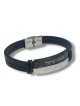 Bracelet en cuir noir avec plaque centrale S... | Bracelets - jusqu'à 10 $