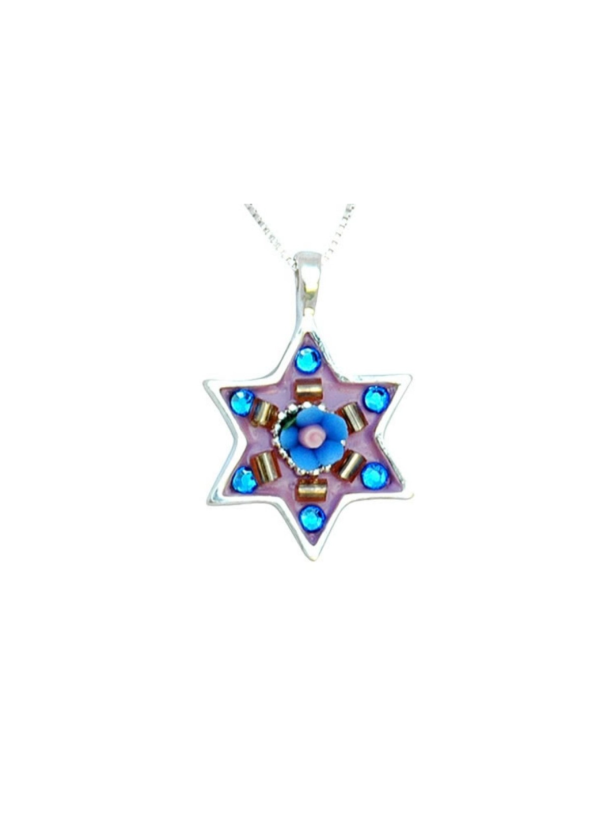 Small Star of David with blue stones n... | Necklaces by Esther Shahaf