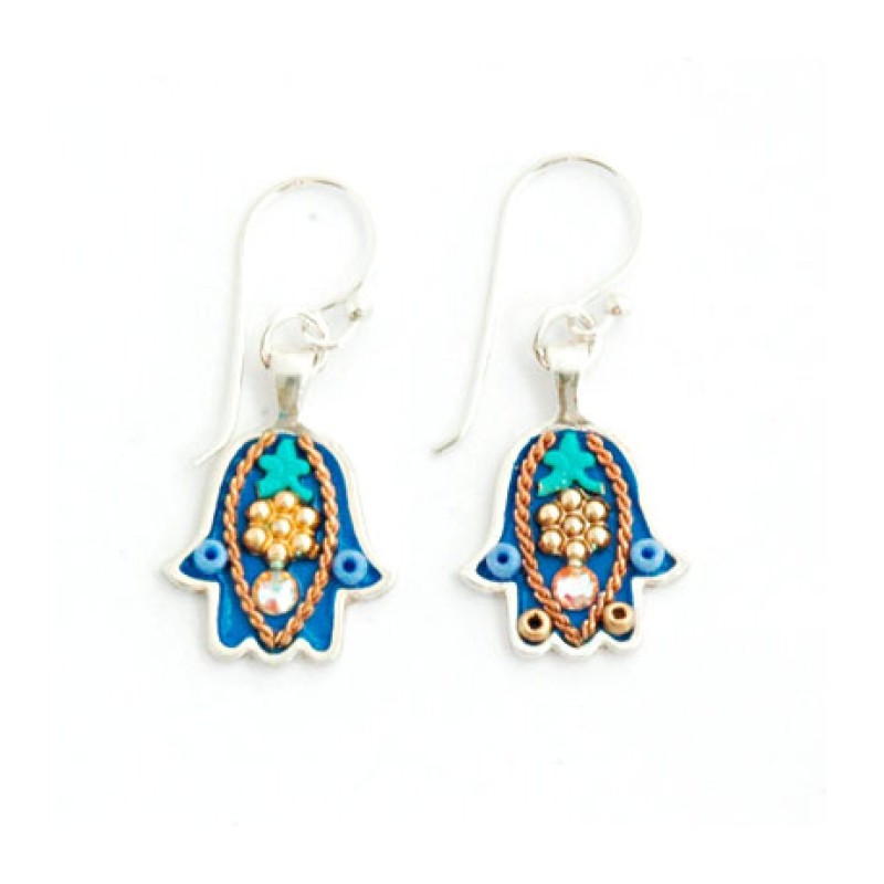 Shades of Blue Hamsa Earrings by Ester Shahaf | Earrings