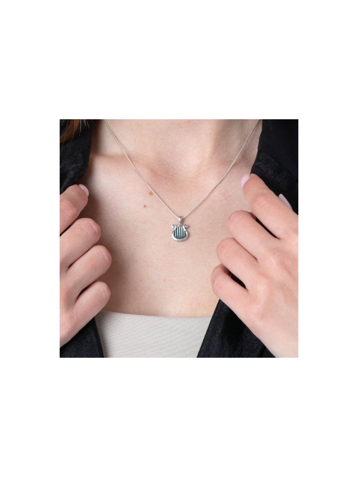 Collier pendentif en argent sterling Harpe du roi David... | Pendentif juif
