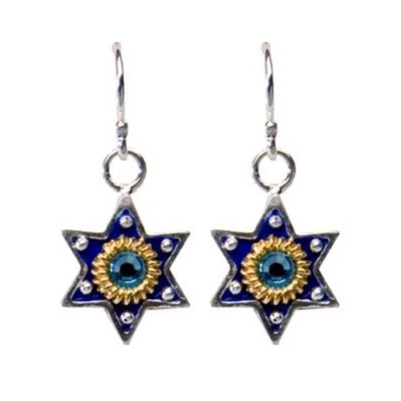 Boucles d'oreilles Soleil Étoile de David par Ester Shahaf | Boucles d'oreilles