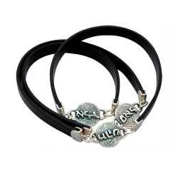 Leather Sterling Silver Blessing Bracel... | Bracelets by Golan Studio