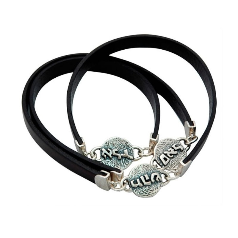 Leather Sterling Silver Blessing Bracel... | Bracelets by Golan Studio