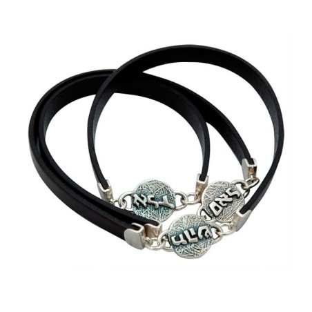 Leather Sterling Silver Blessing Bracel... | Bracelets by Golan Studio