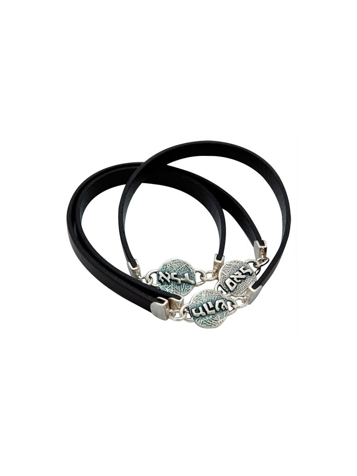 Leather Sterling Silver Blessing Bracel... | Bracelets by Golan Studio