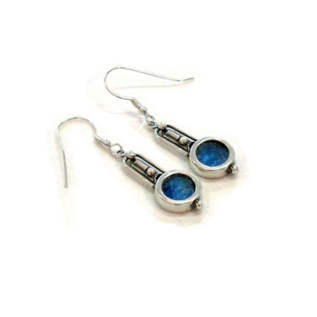 Michal Kirat Silver Sterling Dangle Earrings... | Roman Glass Earrings