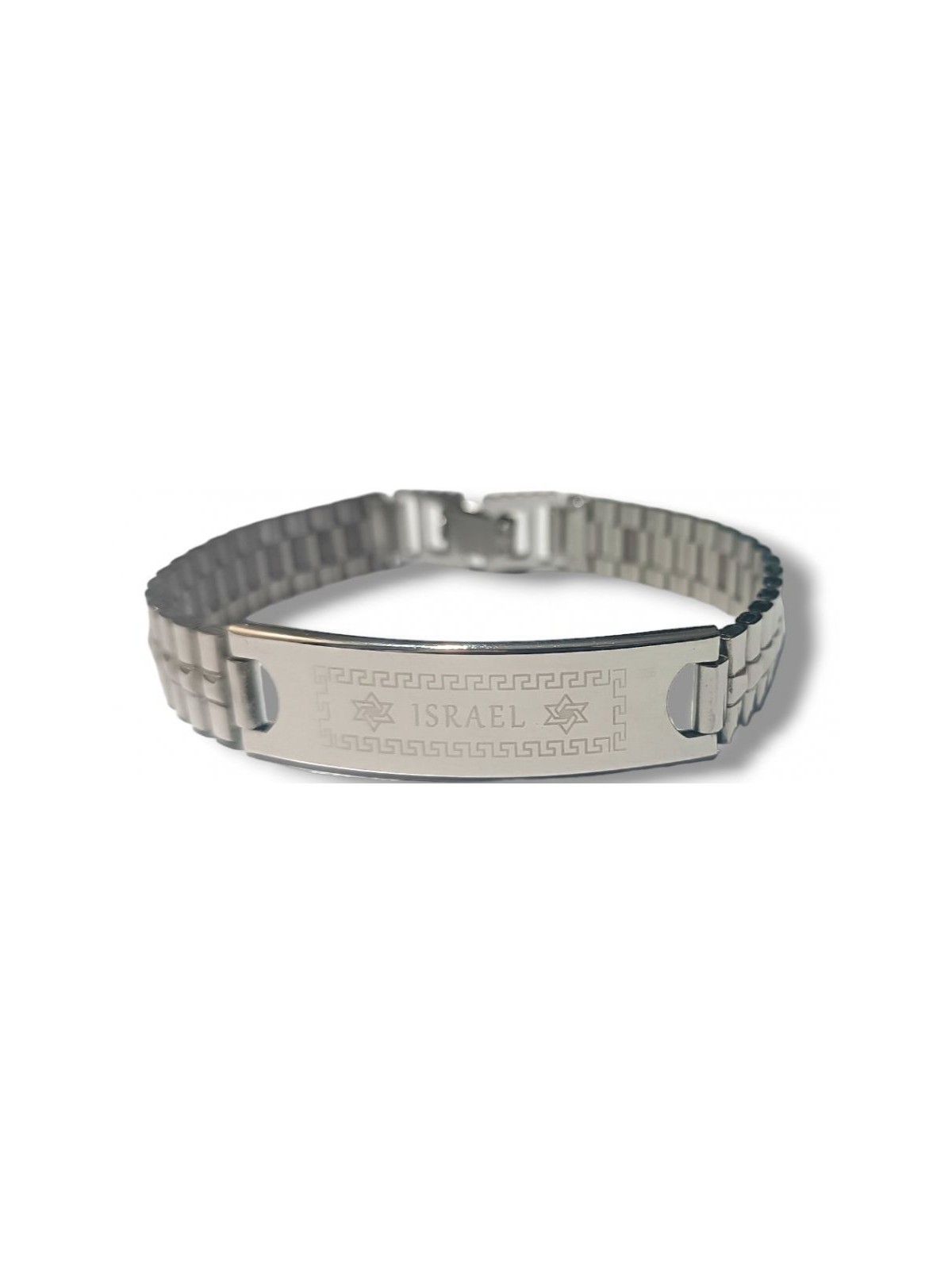 Stainless Steel Bracelet Center Plaque with... | Mens Jewish Bracelets