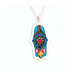 Totally Turquoise Hamsa Necklace by Ester Shahaf | Hamsa Necklace