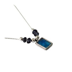 Michal Kirat Silver Necklace with Iolite Be... | Roman Glass Necklaces