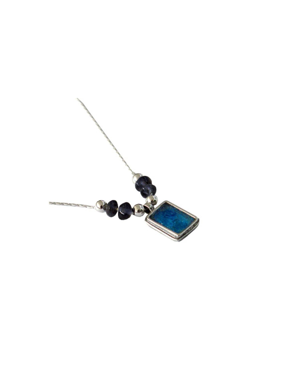 Michal Kirat Silver Necklace with Iolite Be... | Roman Glass Necklaces