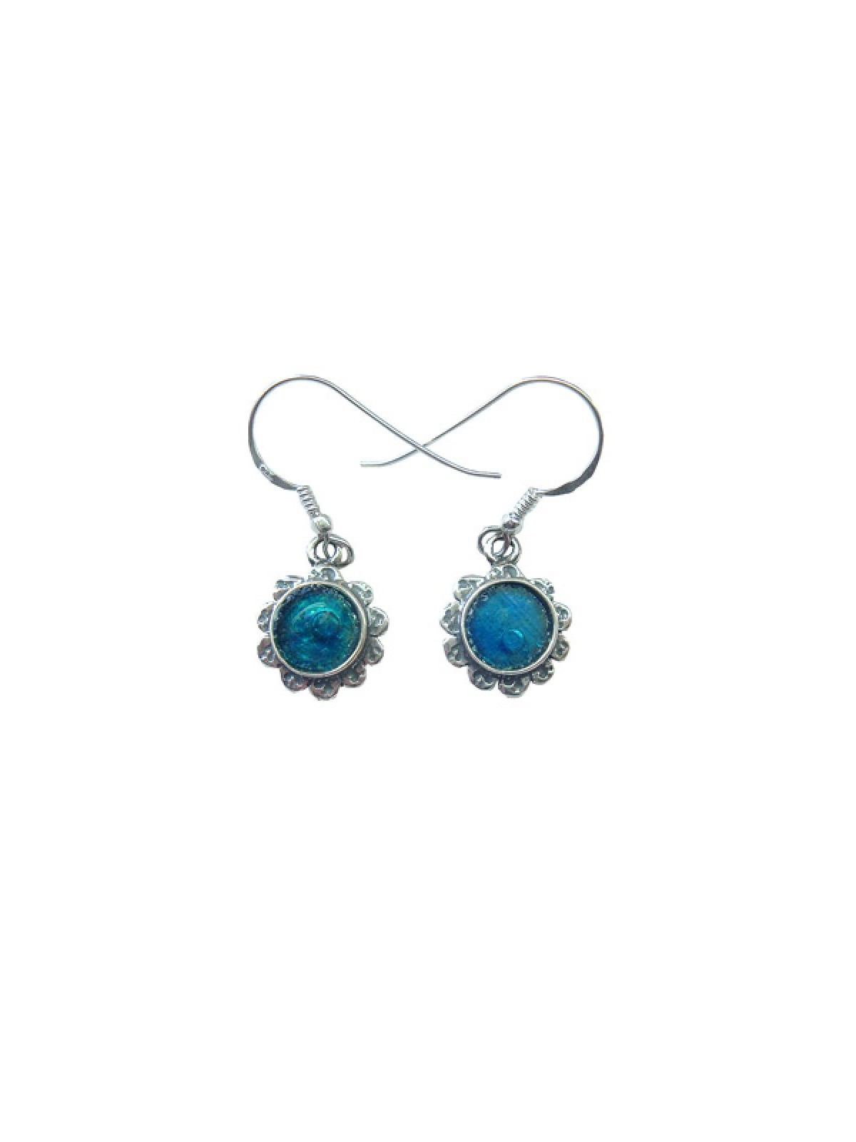 Michal Kirat Sterling Silver Drop Earrings R... | Roman Glass Earrings