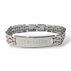 Stainless Steel Bracelet Center Plaque with... | Mens Jewish Bracelets