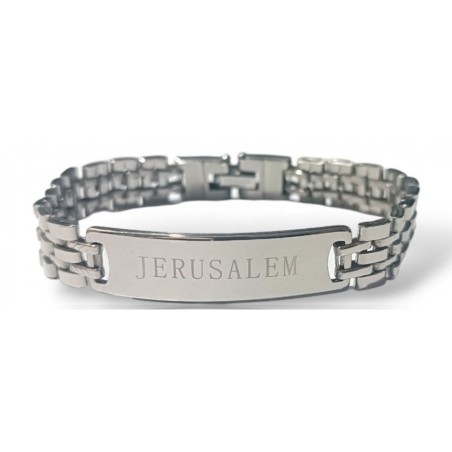Stainless Steel Bracelet Center Plaque with... | Mens Jewish Bracelets