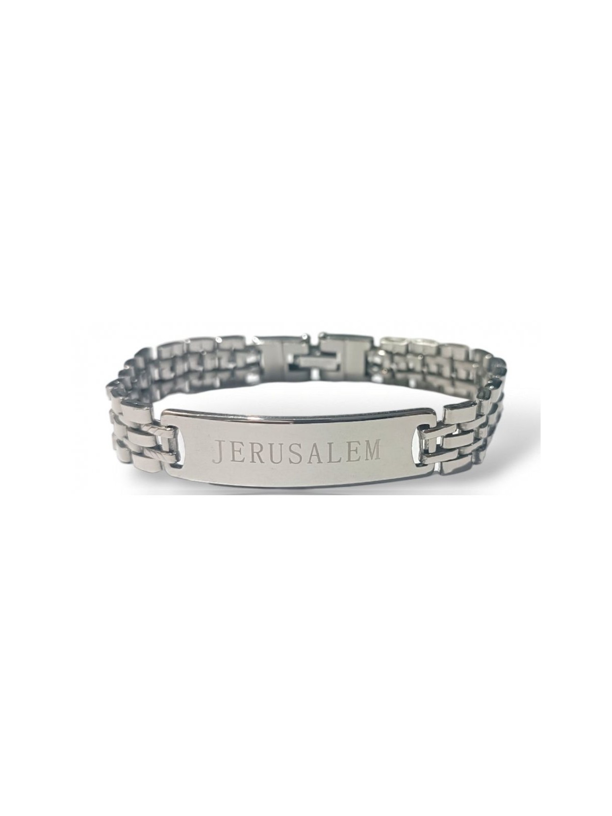 Stainless Steel Bracelet Center Plaque with... | Mens Jewish Bracelets