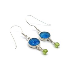 Michal Kirat Boucles d'oreilles pendantes en argent sterling... | Boucles d'oreilles en verre romain