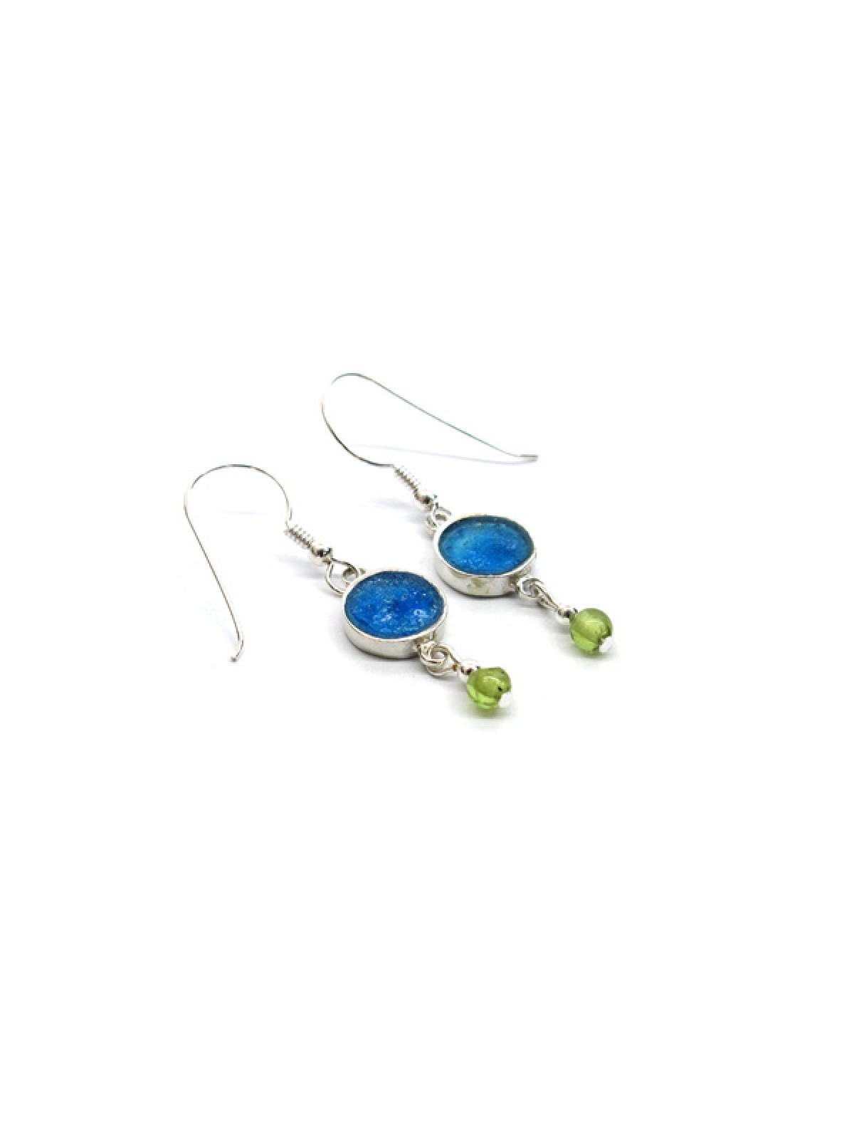 Michal Kirat Boucles d'oreilles pendantes en argent sterling... | Boucles d'oreilles en verre romain