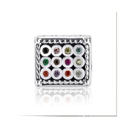 Sterling Silver Colorful Choshen Charm | Judaica Charms