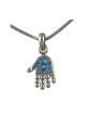 Rhodium Pendant Necklace Open Palm Hamsa with Blue... | Hamsa Necklace