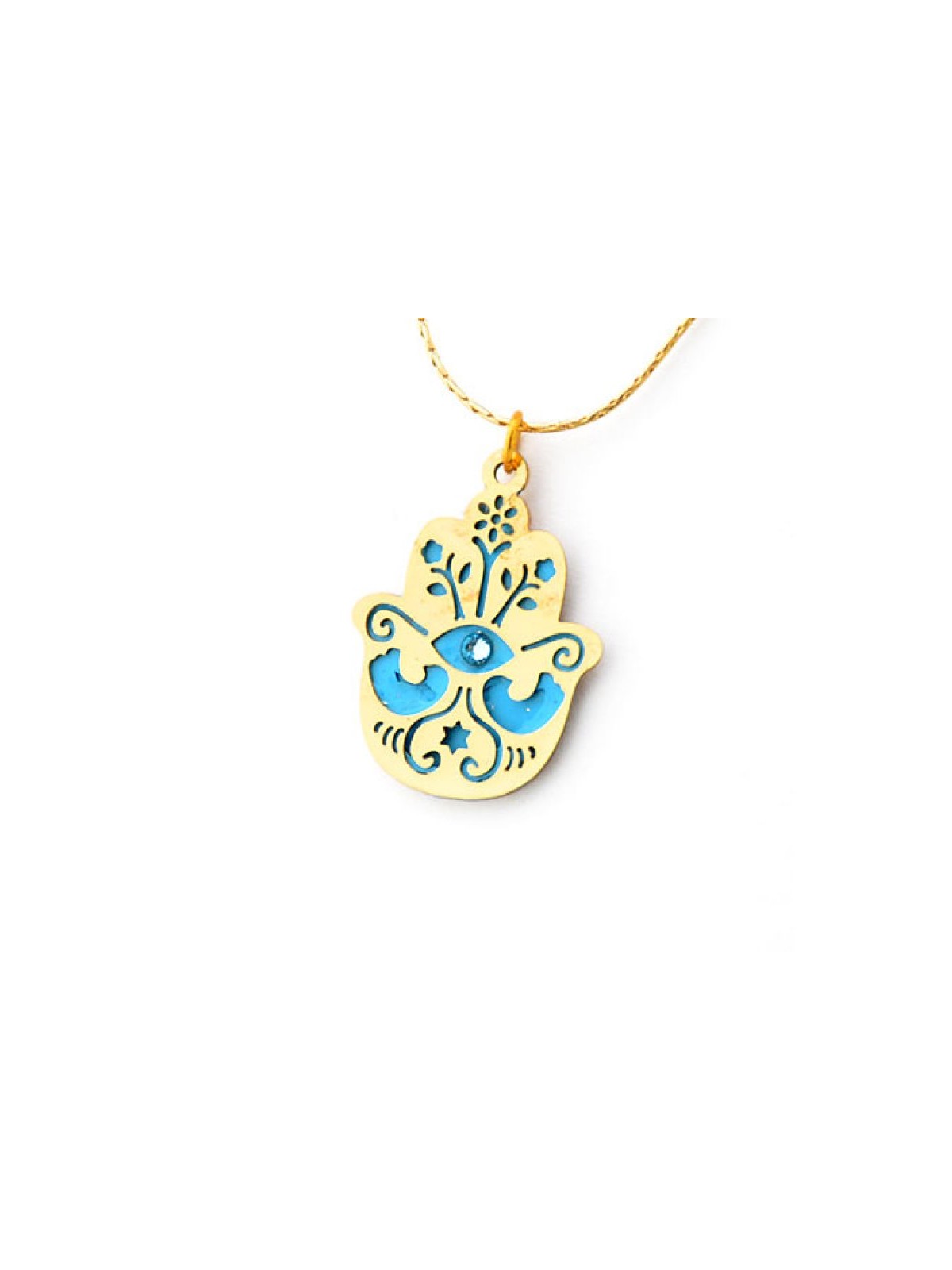 Blue Hamsa Necklace to Ward off the Evil Eye by Es... | Hamsa Necklace